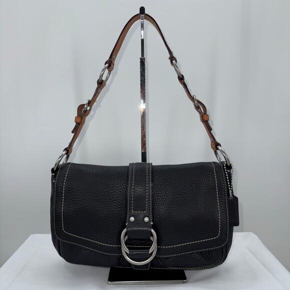 Coach Chelsea Black Pebbled Field Tote Leather Shoulder Bag F10893 - Picture 1 of 16